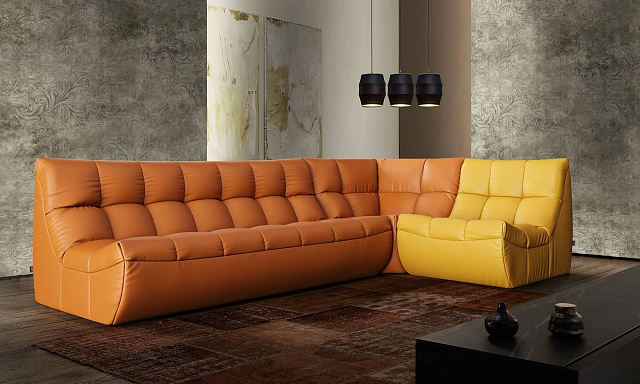 Современный бескаркасный диван ДеИтали оранжевого цвета от Gliver